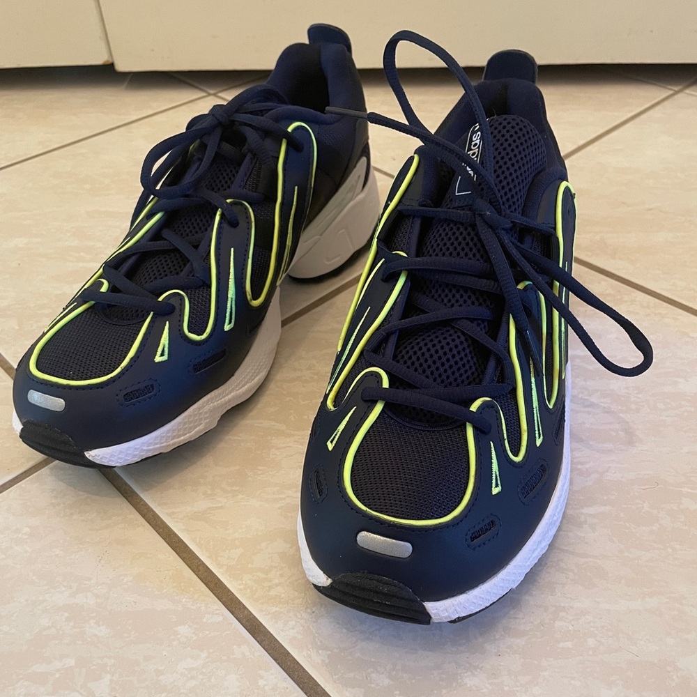 adidas Navy and Neon Yellow Green Athletic Shoes